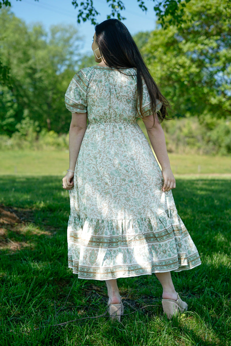 Floral Mint Midi Dress