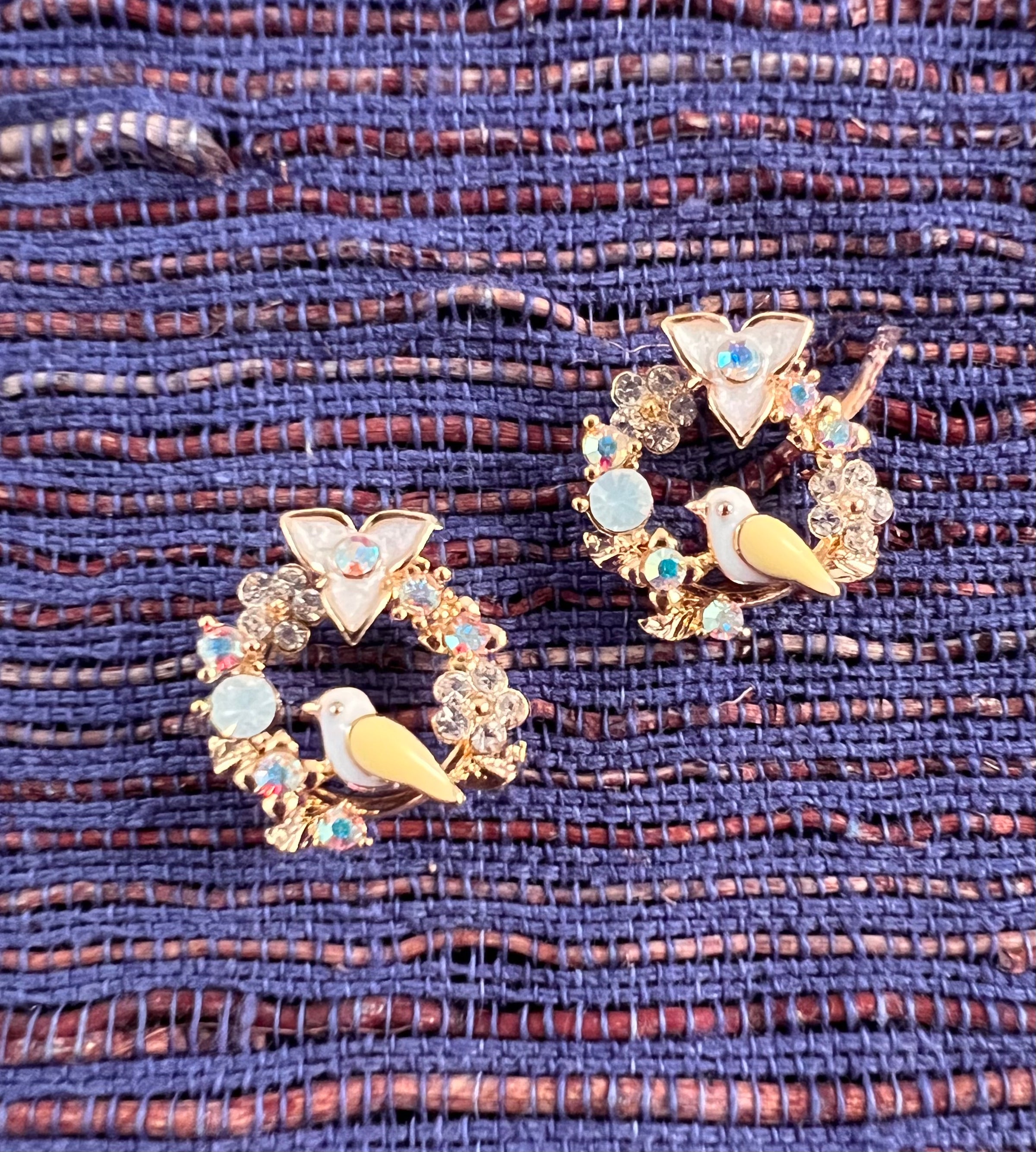 Glittery Bird and Flower Earrings