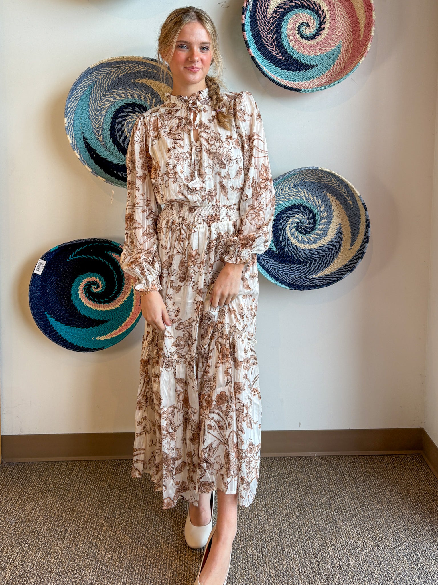 Brown Floral Midi Dress Brown Floral Midi Dress