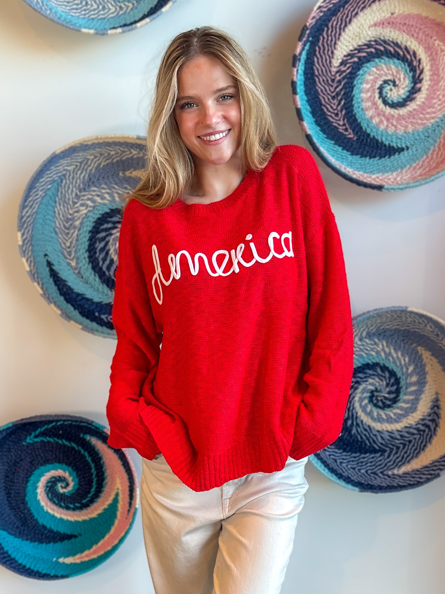 Red America Knit Top