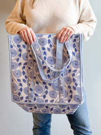 Extra Large Blue & White Quilted Tote