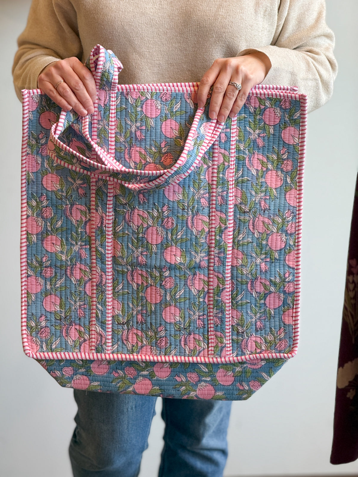 Extra Large Pink & Blue Quilted Tote