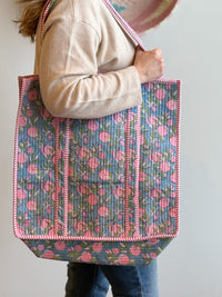 Extra Large Pink & Blue Quilted Tote