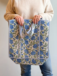 Extra Large Blue & Green Quilted Tote