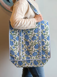Extra Large Blue & Green Quilted Tote