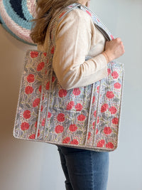 Large Pink & Blue Quilted Tote