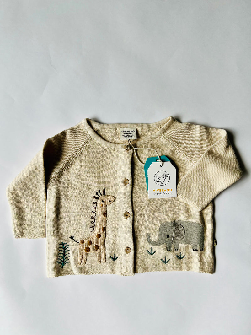 Viverano Organics Animal Safari Cardigan Natural