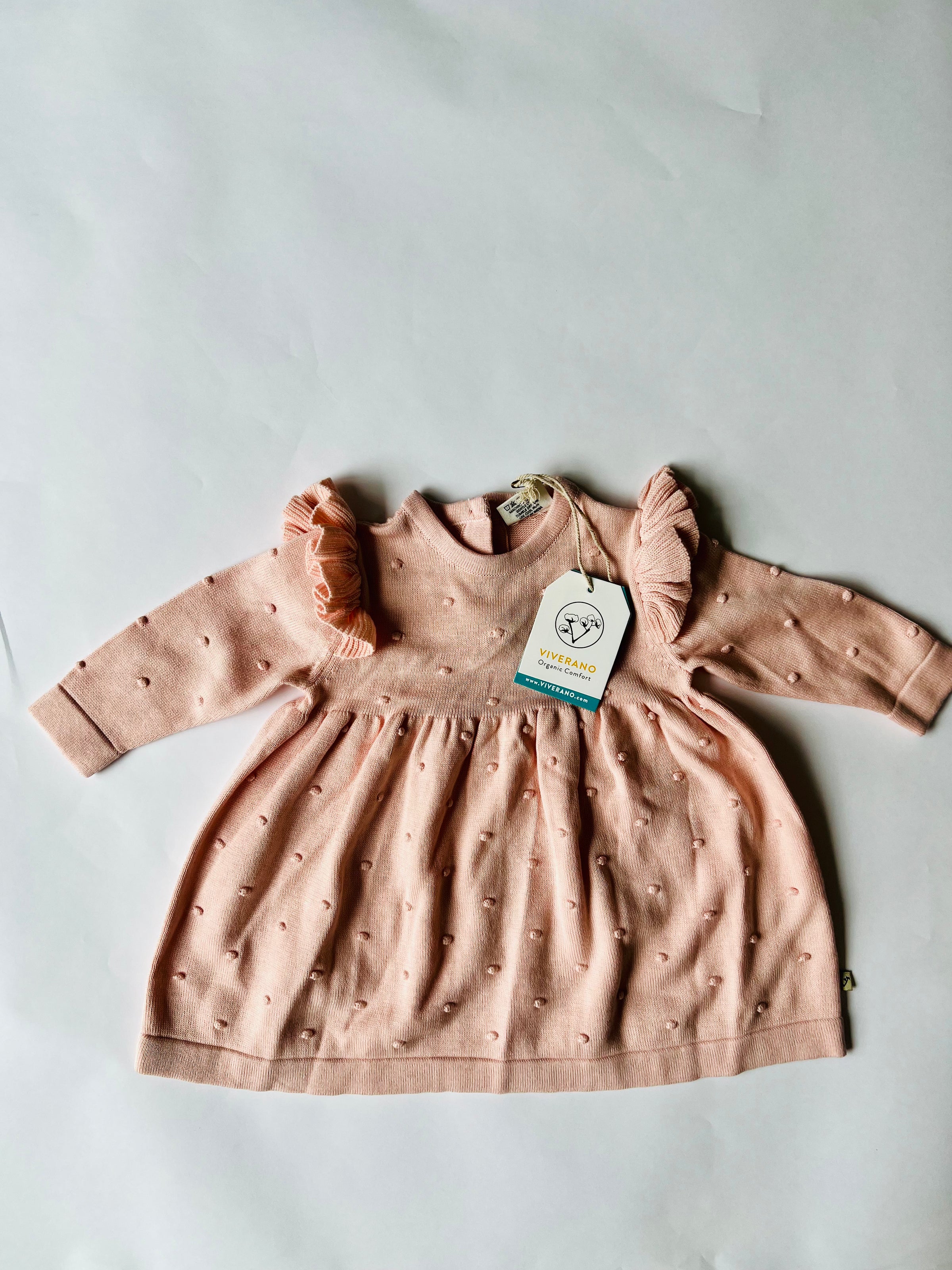 Viverano Organics Ruffle & Bobble Dress Blush
