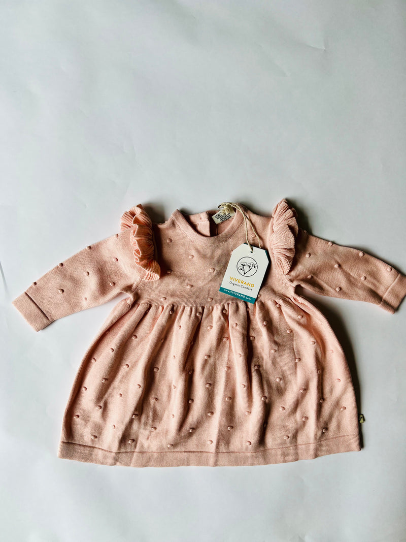 Viverano Organics Ruffle & Bobble Dress Blush