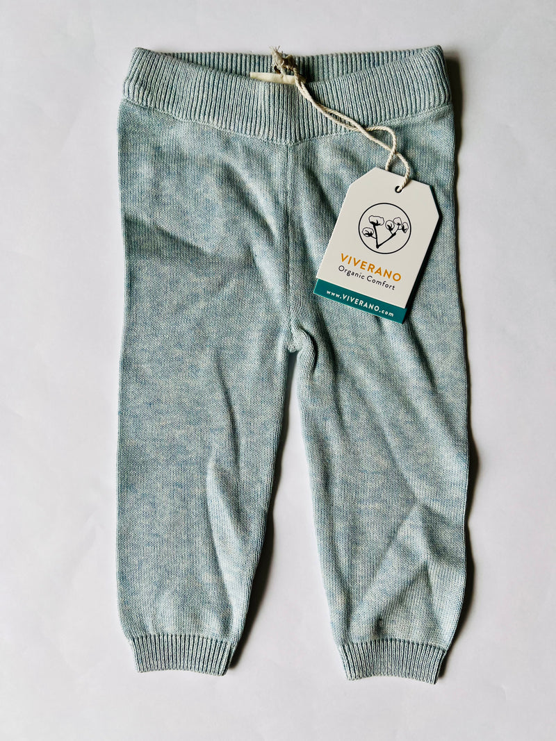 Viverano Organics Sweater Knit Pocket Baby Legging Pants Sky Blue Heather