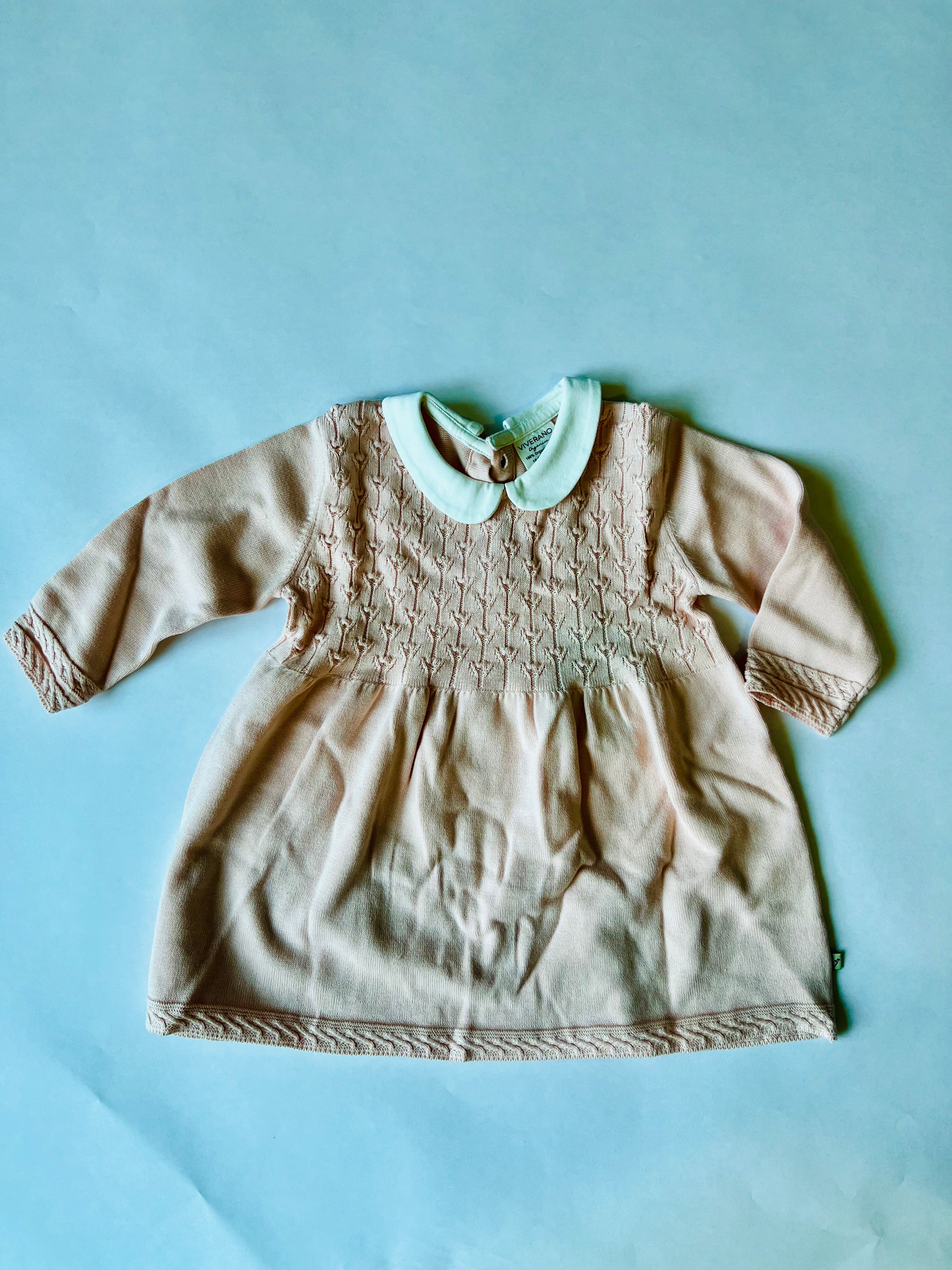 Viverano Peter Pan Tulip Knit Dress Blush