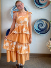 Orange Floral Layered Dress