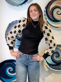 Black Crochet Sleeve Top