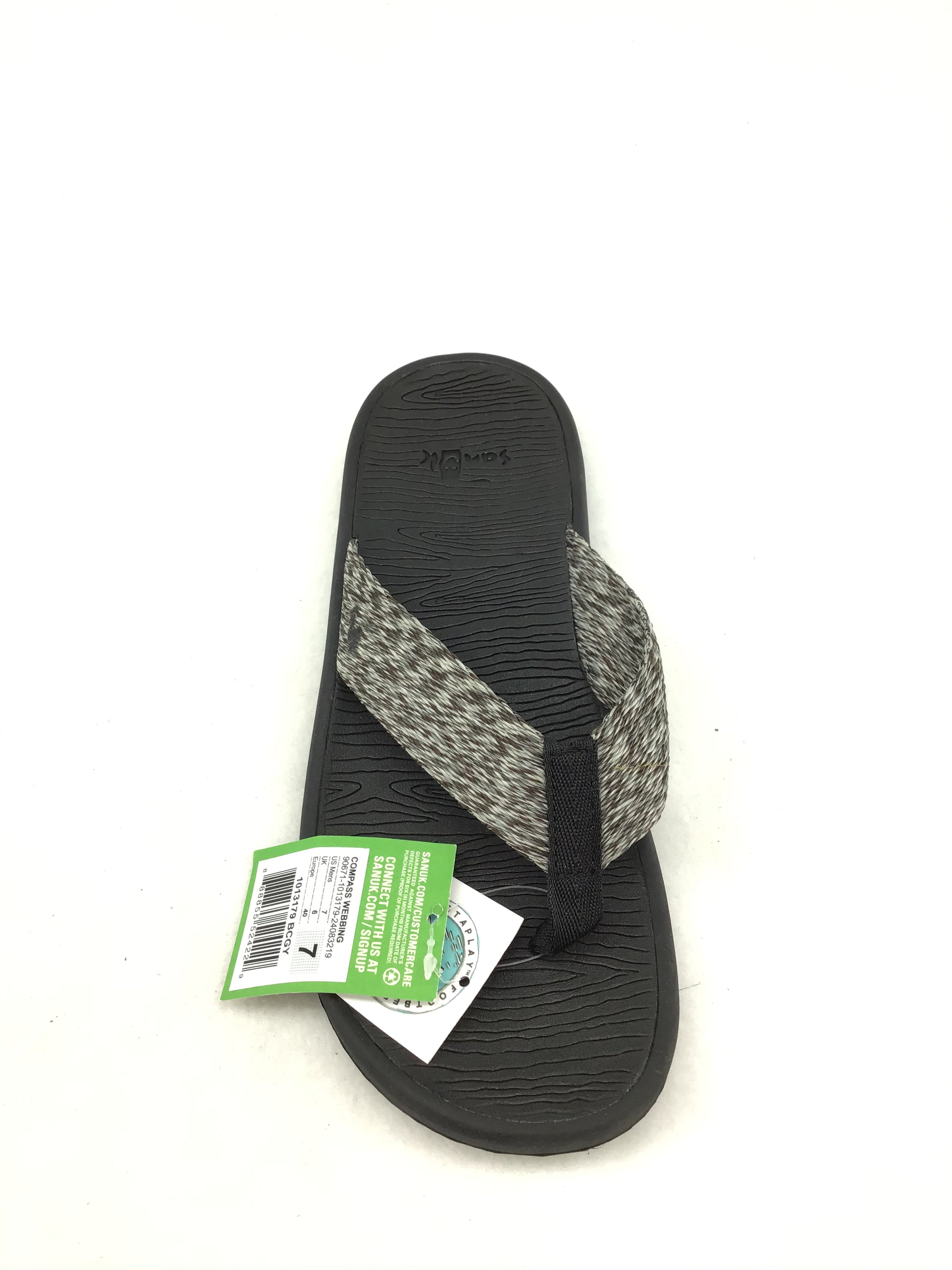 Sanuk Men’s Compass Webbing Flip Flops Size 7