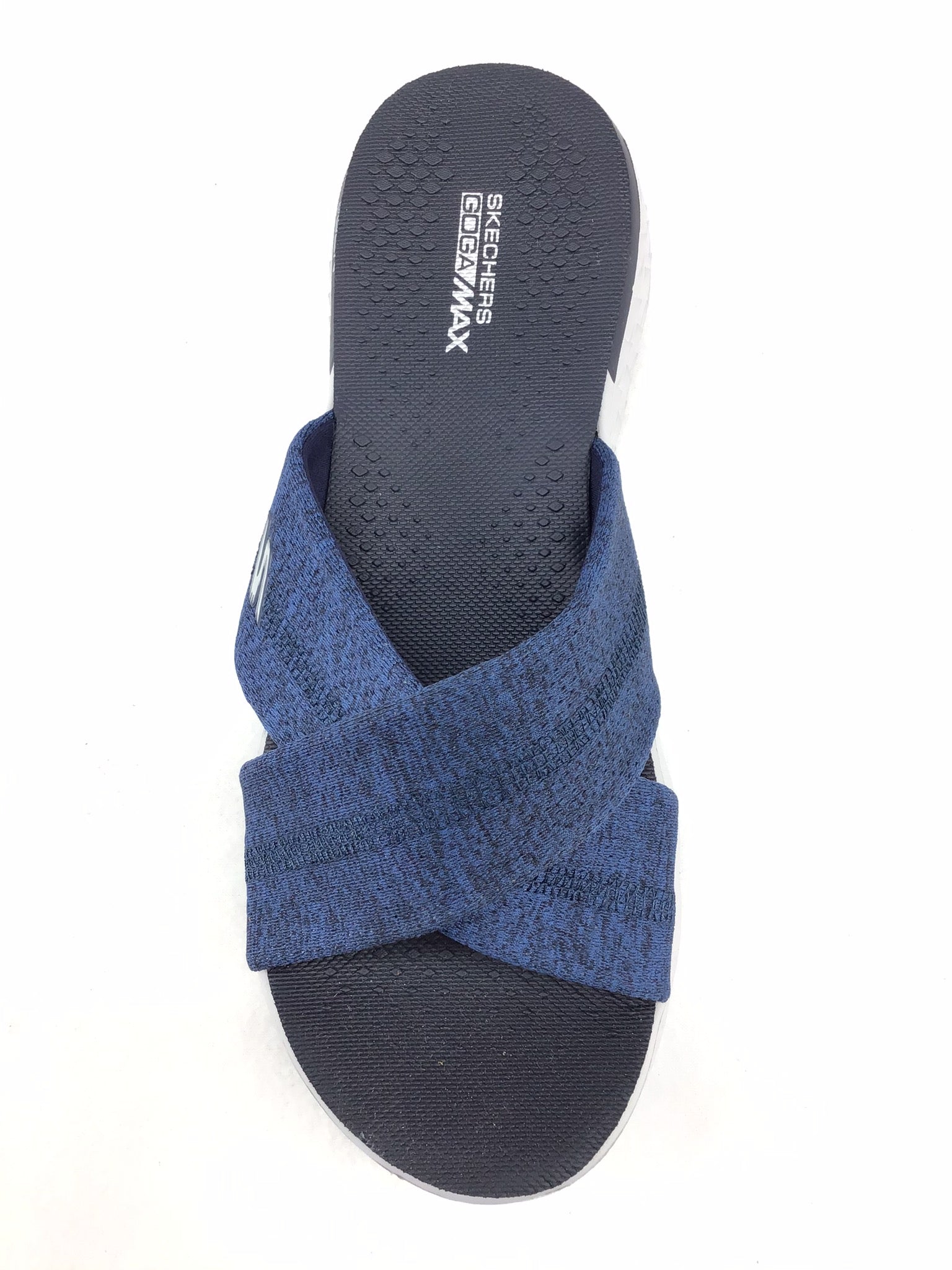 Skechers Ladies Goga Max White Slider Sandals 15311 – Chequers Shoes